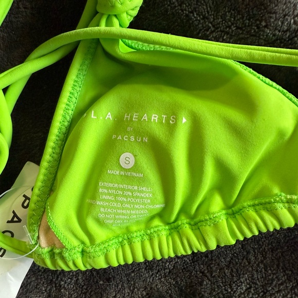 NWT Neon Green Bikini Top & Bottom S - PacSun LA Hearts - Picture 5 of 6